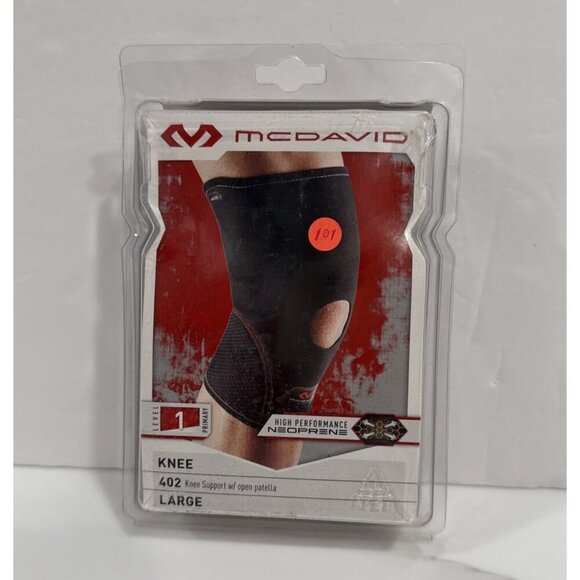 McDavid 402 Knee Sleeve Support Open Patella Black Left or Right Size Large NEW - Picture 1 of 3